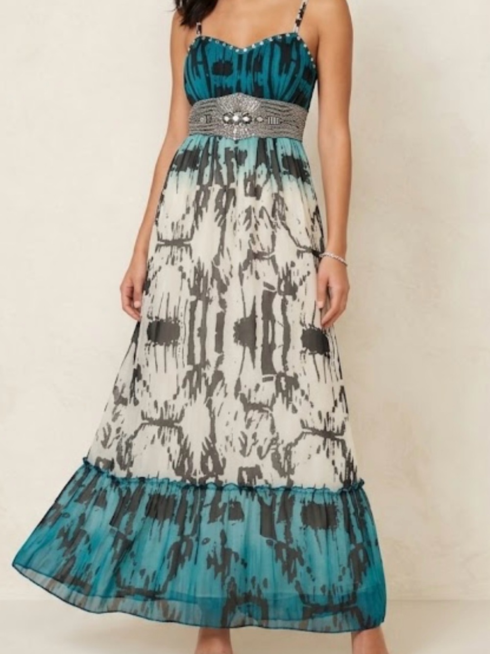 Elegant Black and Teal Maxi Dress